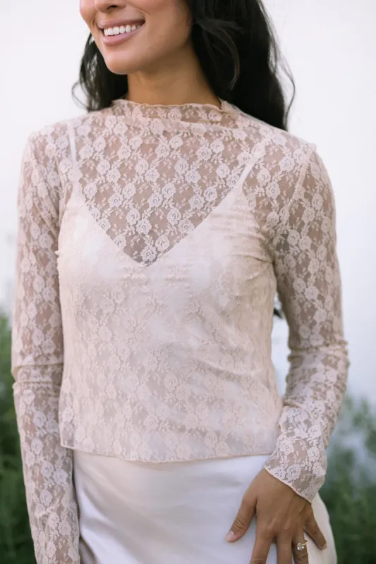 Meryl Mock Neck Lace Top sold by Morning Lavender