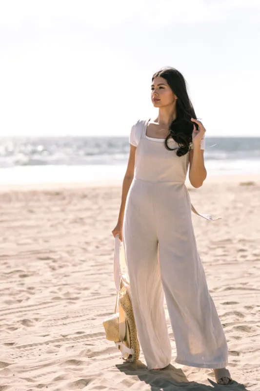 Diane Woven Linen Overalls sold by Morning Lavender