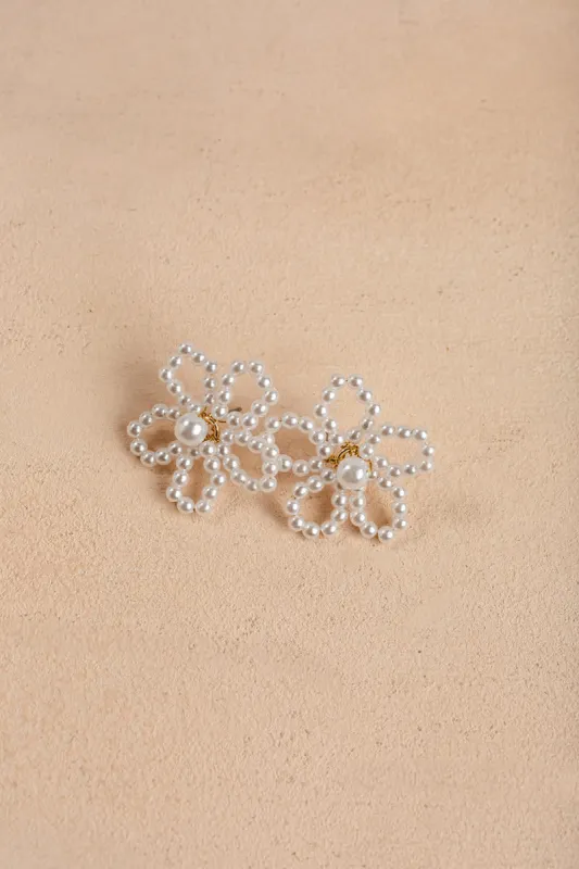 Kimmy Flower Pearl Earrings sold by Morning Lavender