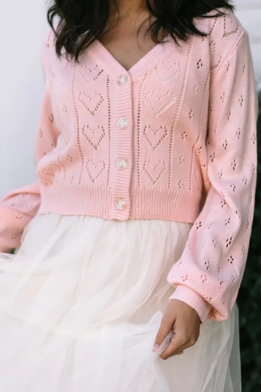 Claudette Heart Pointelle Cardigan sold by Morning Lavender
