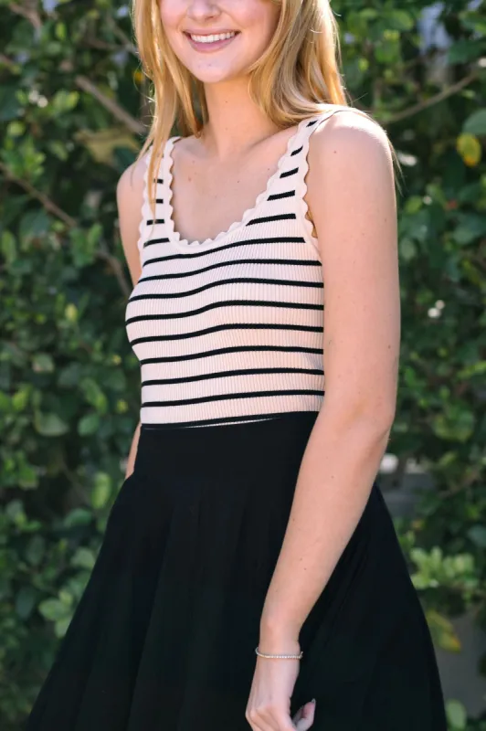 Aubrey Striped Scalloped Tank sold by Morning Lavender