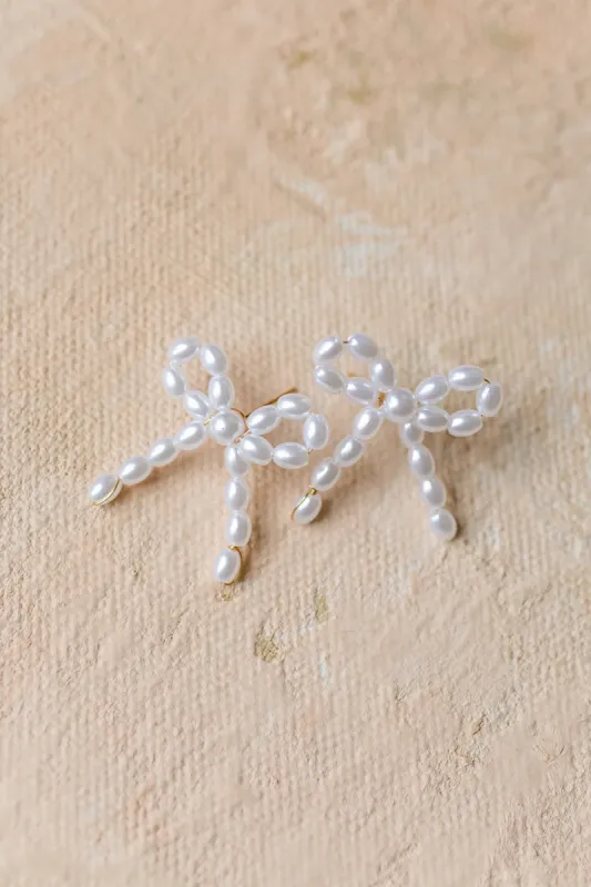 Julianna Bow Pearl Earrings sold by Morning Lavender