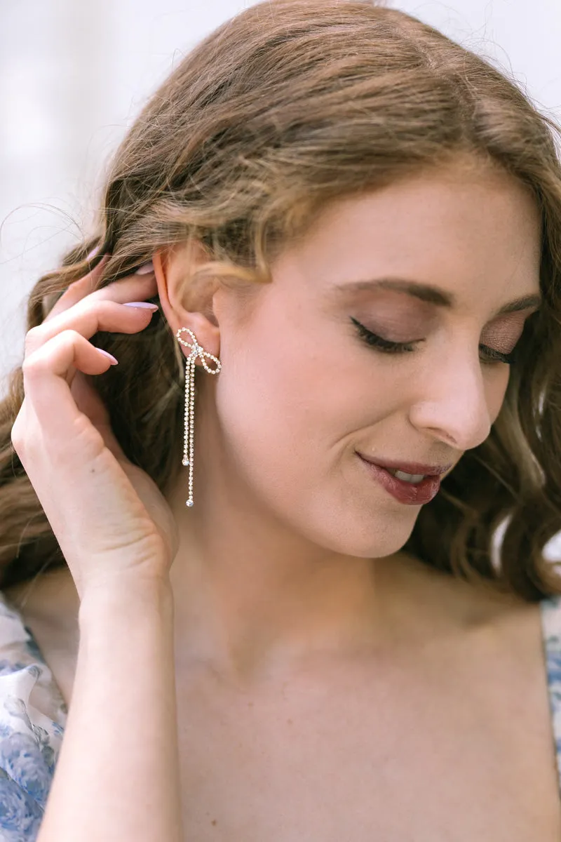 Bea Crystal Bow Earrings sold by Morning Lavender