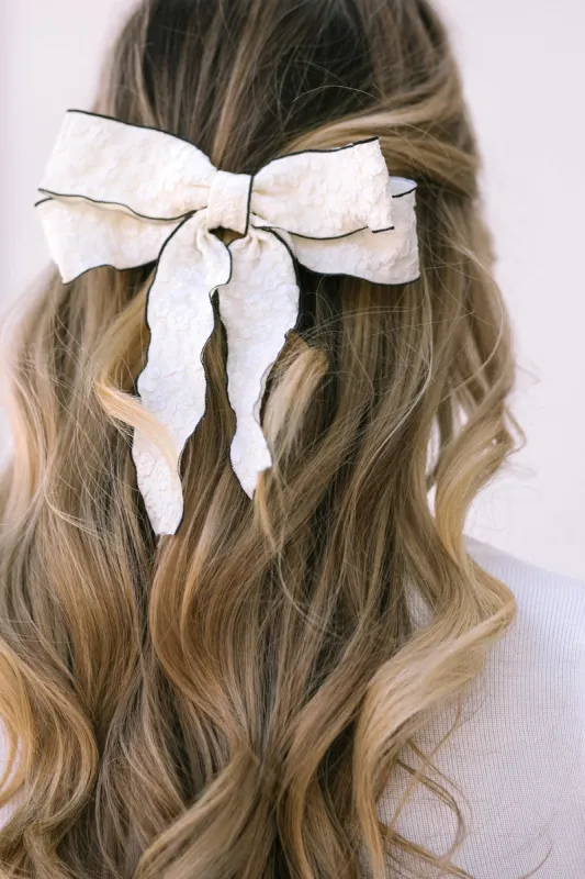 Tammy Embossed Flower Bow Hair Clip sold by Morning Lavender