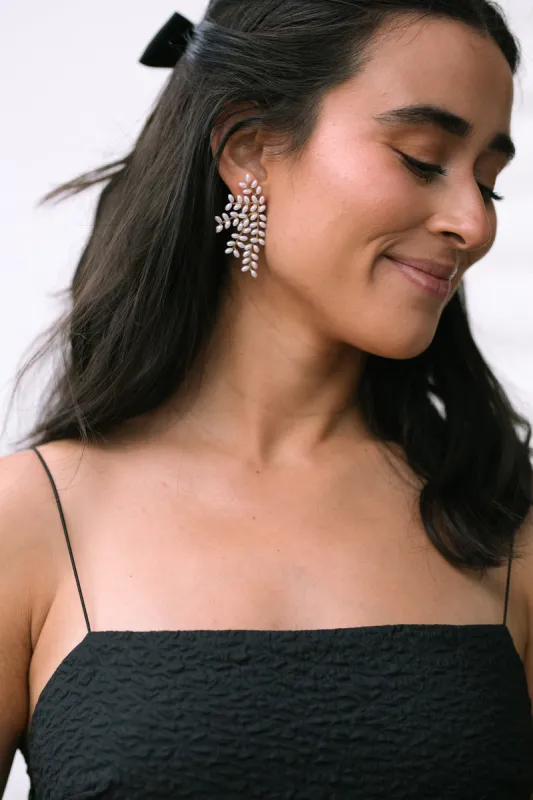 Becky Pearl Leaf Vines Statement Earrings sold by Morning Lavender