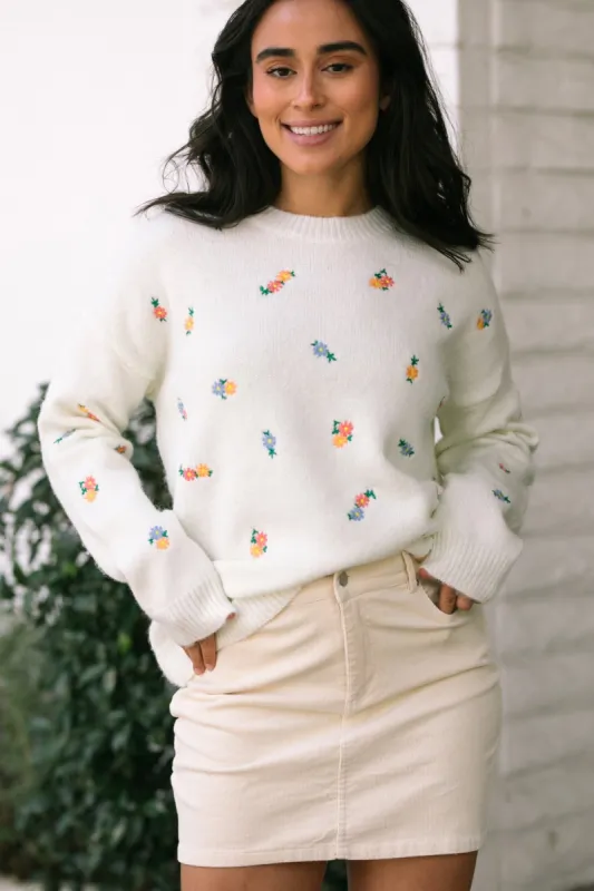 Robin Floral Embroidered Crewneck sold by Morning Lavender