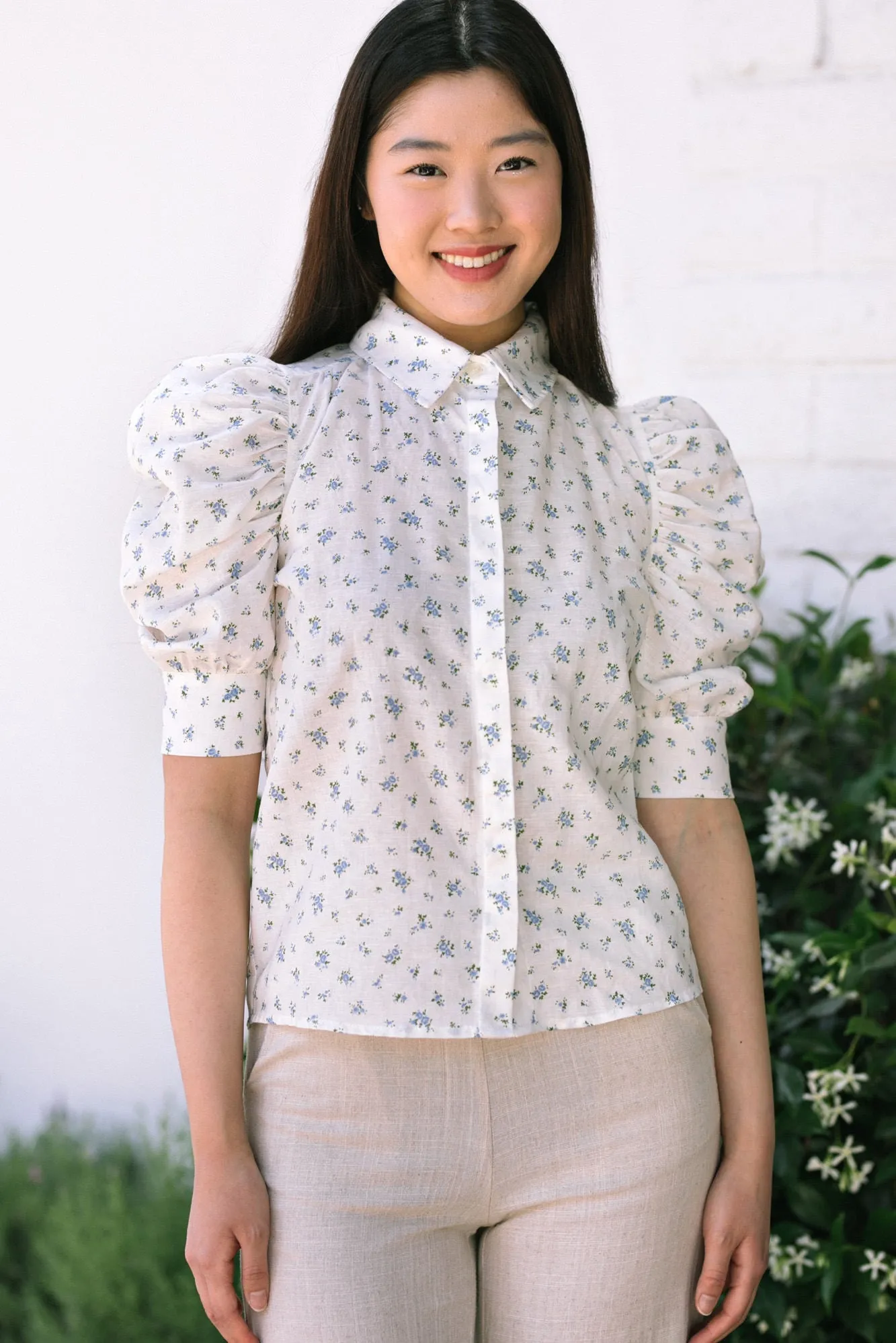 Kris Puff Sleeve Buttoned Top sold by Morning Lavender