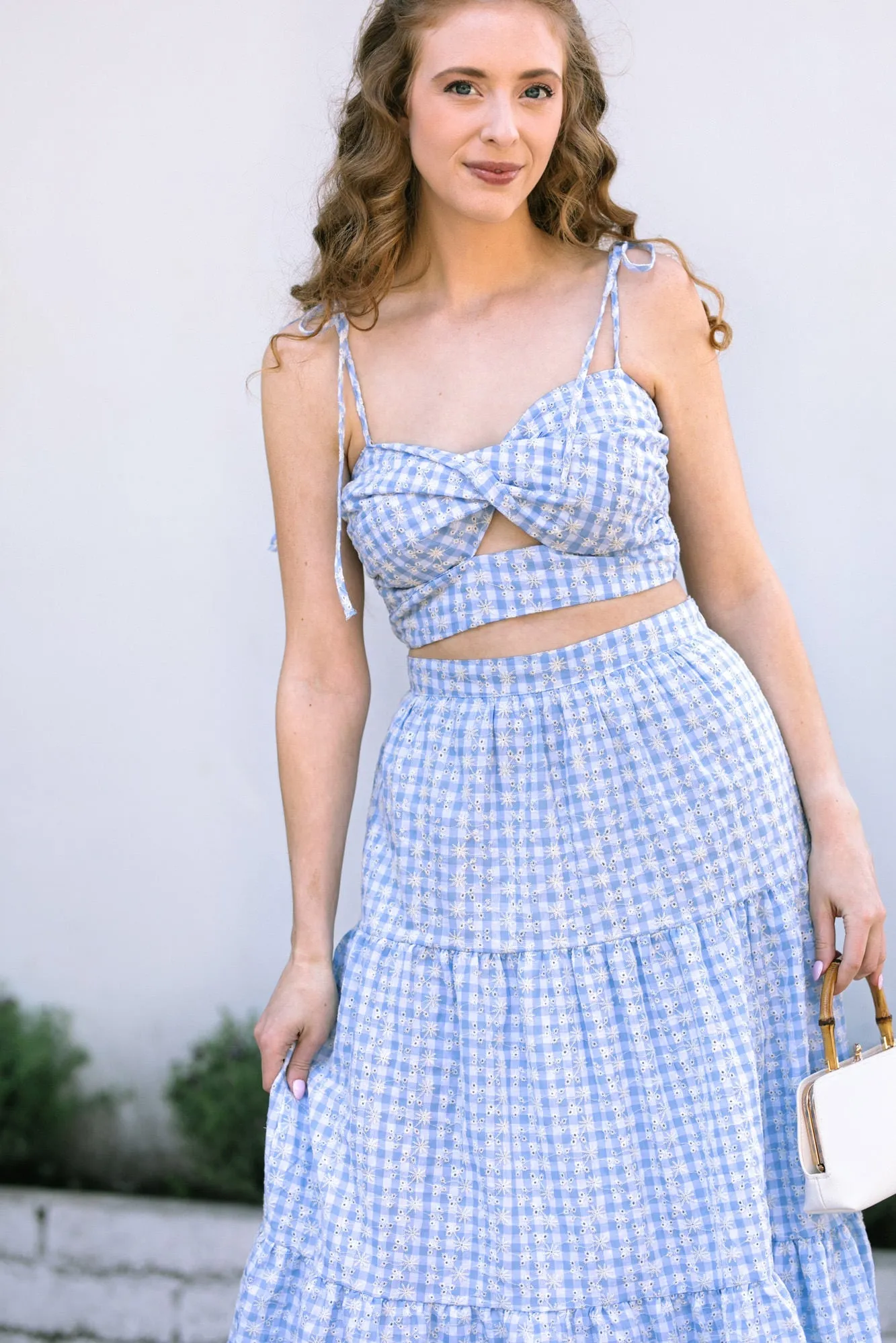 Mirei Gingham Eyelet Top sold by Morning Lavender