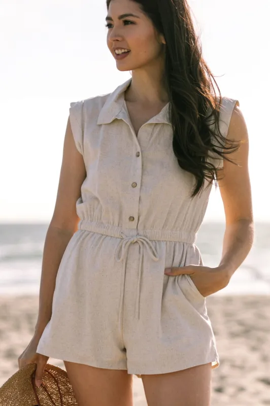 Dixie Collared Buttoned Romper sold by Morning Lavender
