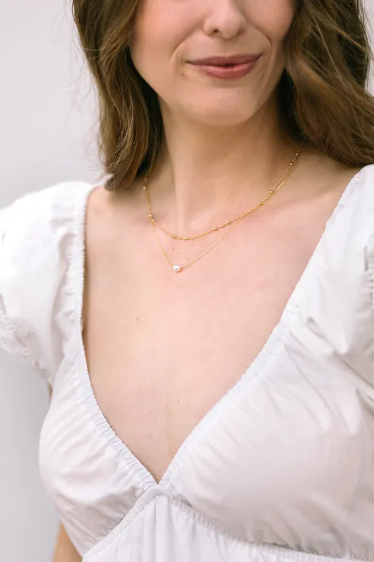 Ophelia Single Pearl Layered Necklace sold by Morning Lavender