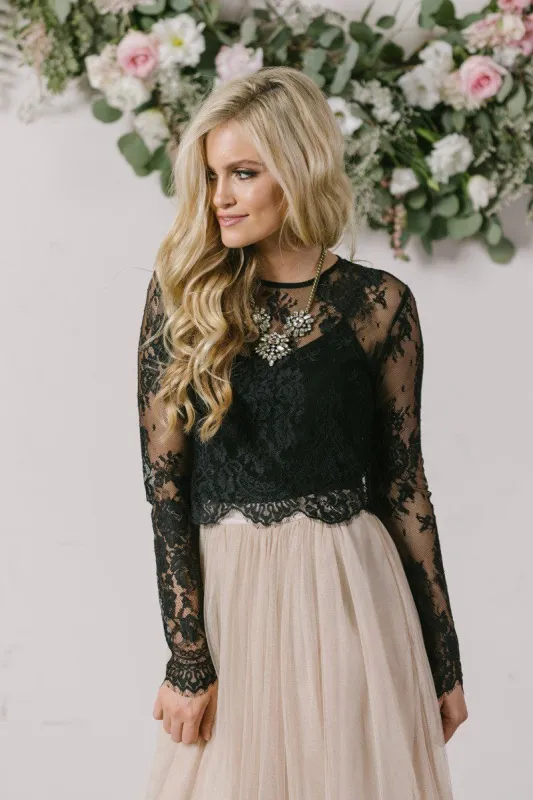 Amelie Long Sleeve Lace Crop Top sold by Morning Lavender