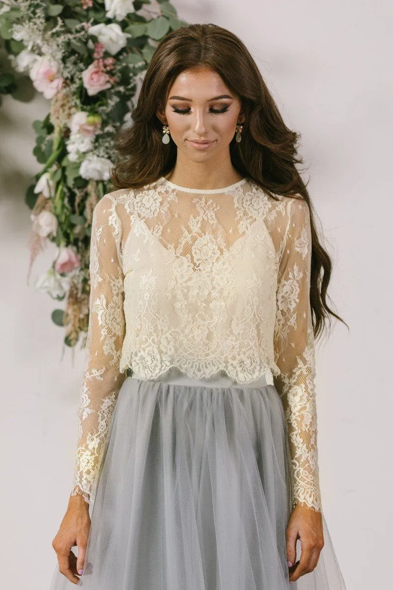 Amelie Long Sleeve Lace Crop Top sold by Morning Lavender product image thumbnail 5