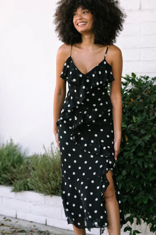 Dominique Dotted Ruffled Dress sold by Morning Lavender