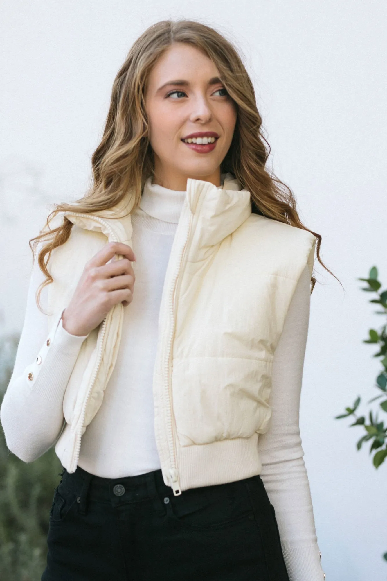 Joey Cropped Puffer Vest sold by Morning Lavender
