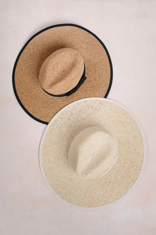 Chrissy Straw Wide Brim Bow Hat sold by Morning Lavender