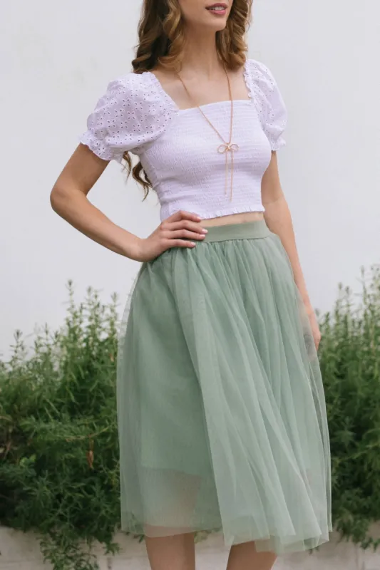 Skylar Eyelet Smocked Crop Top sold by Morning Lavender