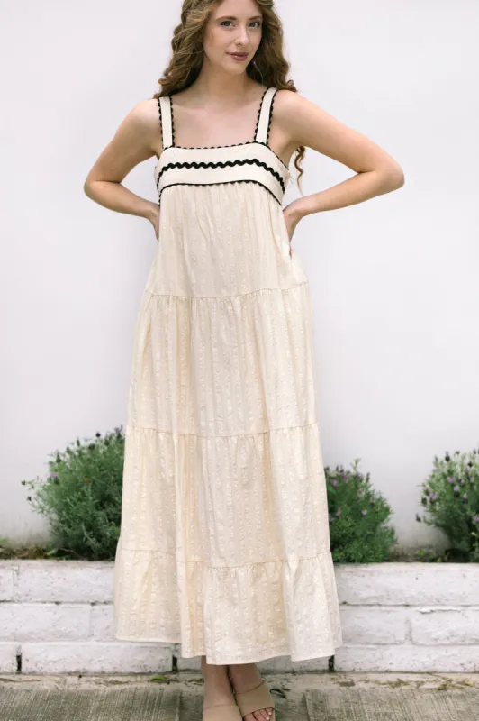 Tracy Contrast Tiered Dress sold by Morning Lavender