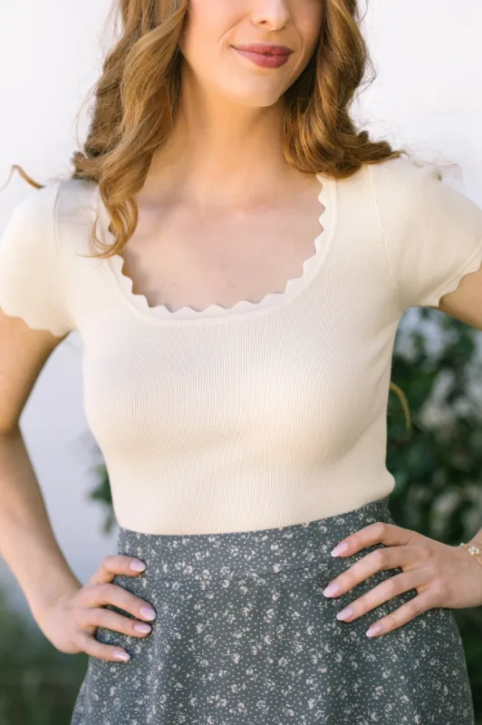 Sharon Scalloped Cropped Top sold by Morning Lavender