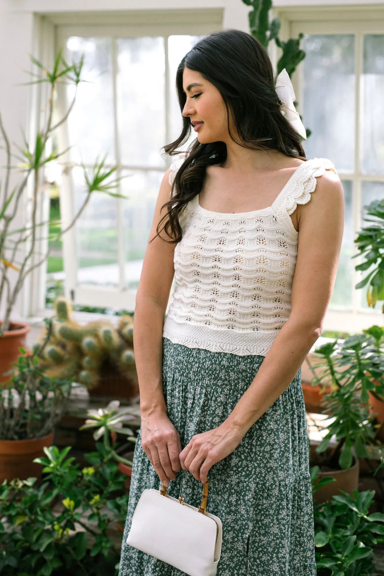 Adalyn Ruffled Pointelle Tank sold by Morning Lavender