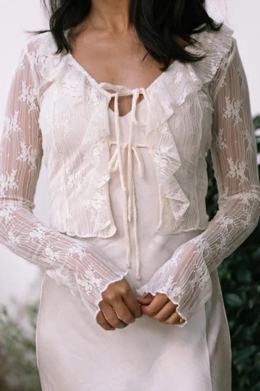Nina Sheer Ruffled Blouse sold by Morning Lavender
