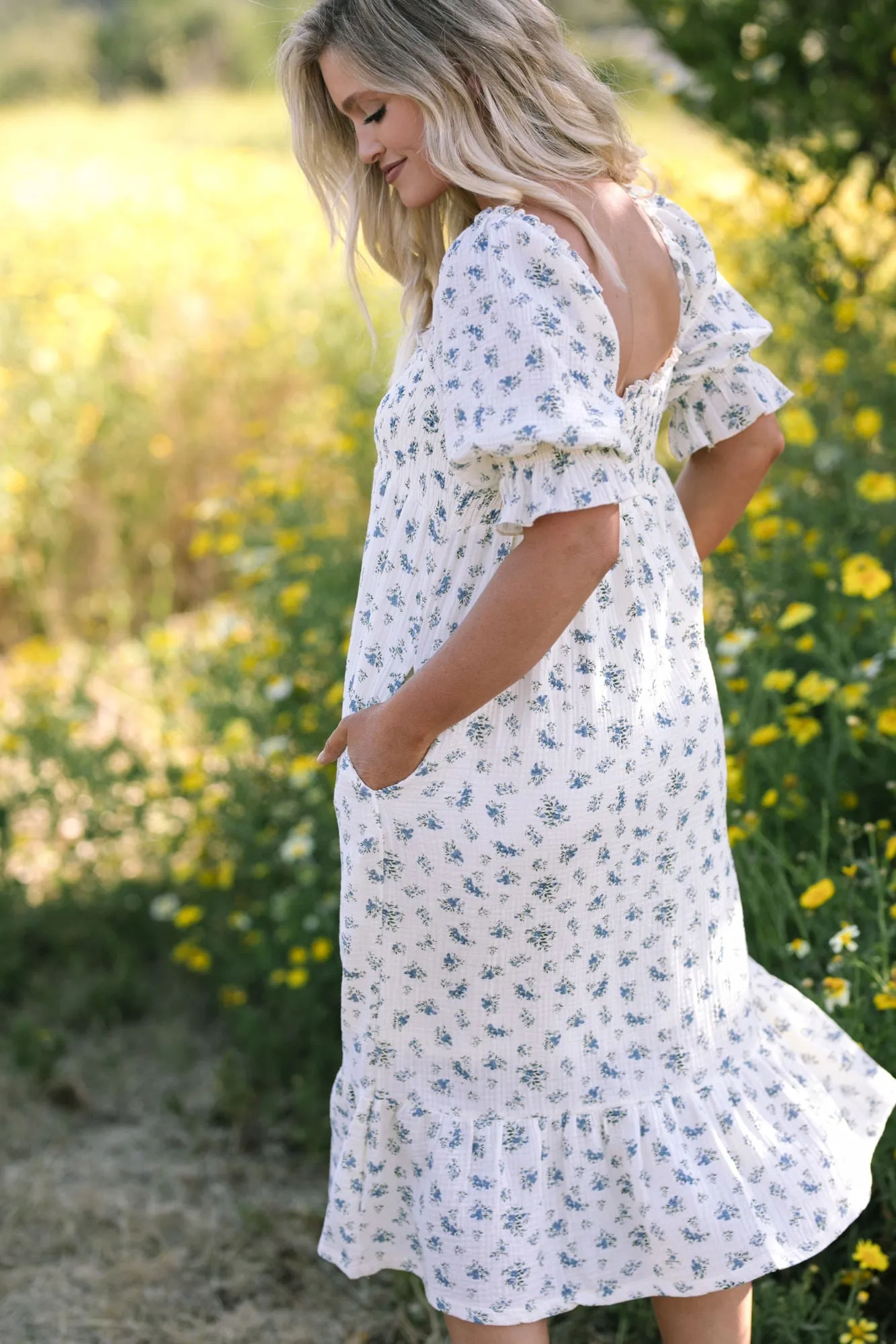 Ezra Smocked Midi Dress sold by Morning Lavender product image thumbnail 5