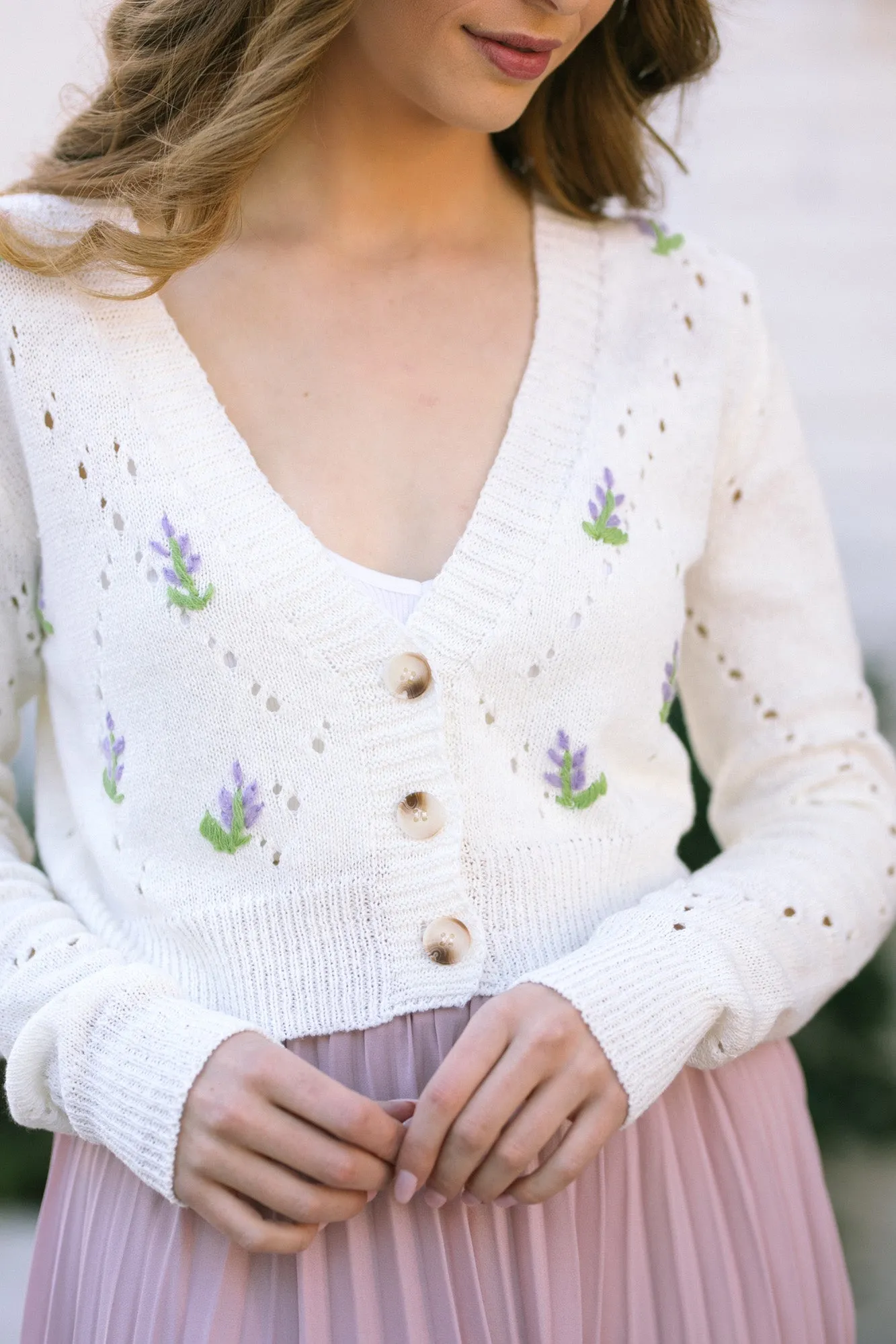 Ellis Embroidered Pointelle Cardigan sold by Morning Lavender product image thumbnail 5