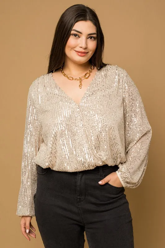 Jessa Surplice Sequin Bodysuit sold by Morning Lavender product image thumbnail 5