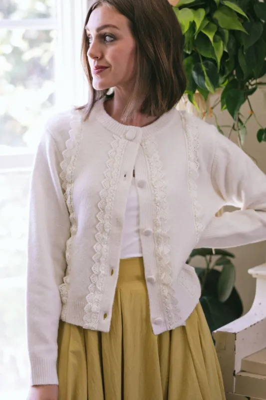 Harriet Lace Buttoned Cardigan sold by Morning Lavender