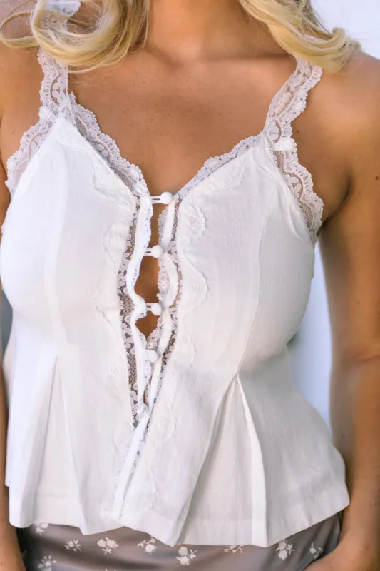 Crystal Lace Buttoned Tank sold by Morning Lavender