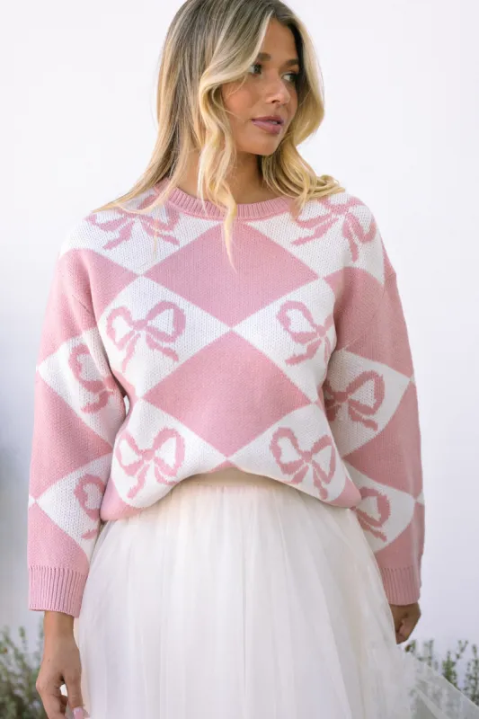 Rosa Checkered Bow Sweater sold by Morning Lavender