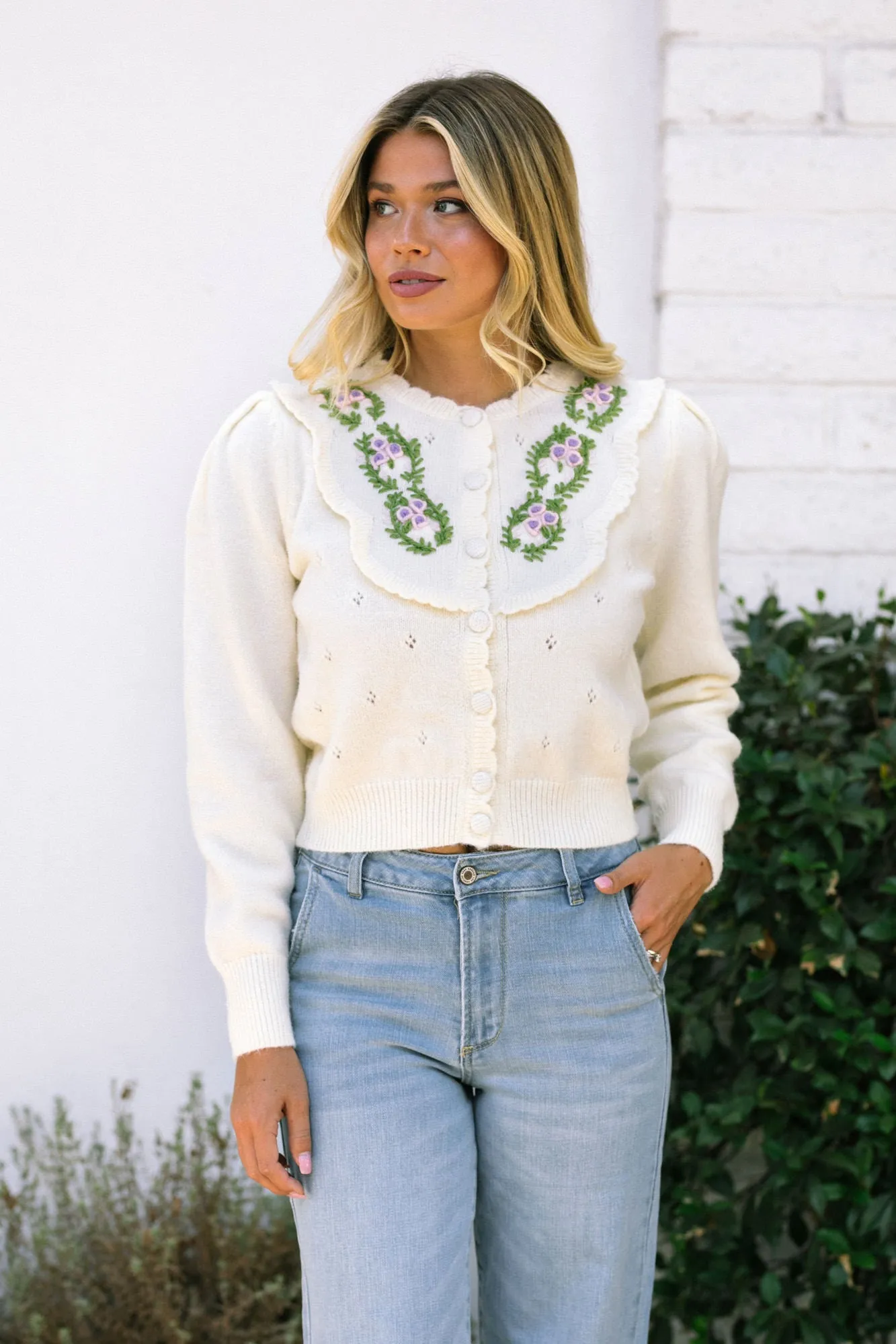 Nina Scalloped Floral Cardigan sold by Morning Lavender product image thumbnail 3