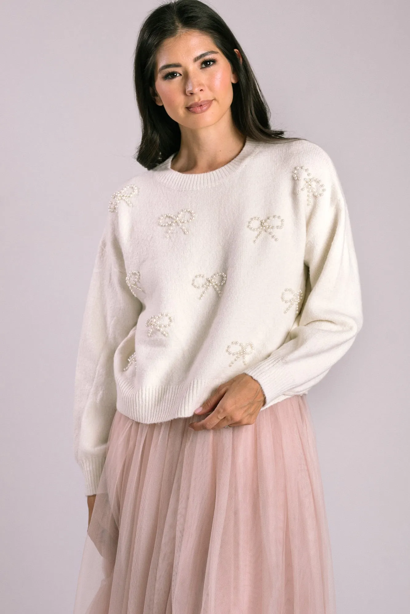 Portia Pearl Bow Sweater sold by Morning Lavender product image thumbnail 3