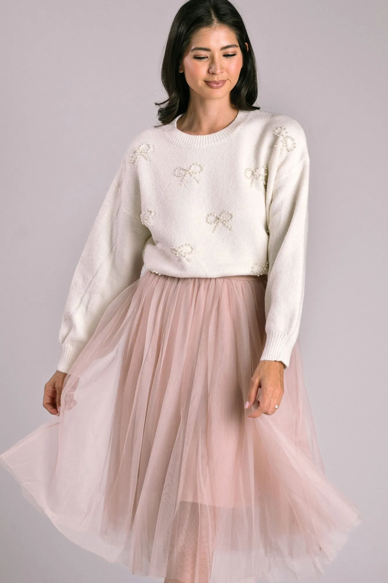 Portia Pearl Bow Sweater sold by Morning Lavender