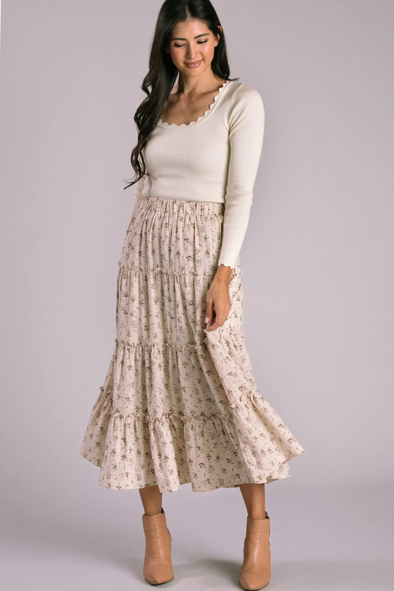 Meryl Floral Tiered Skirt sold by Morning Lavender product image thumbnail 2