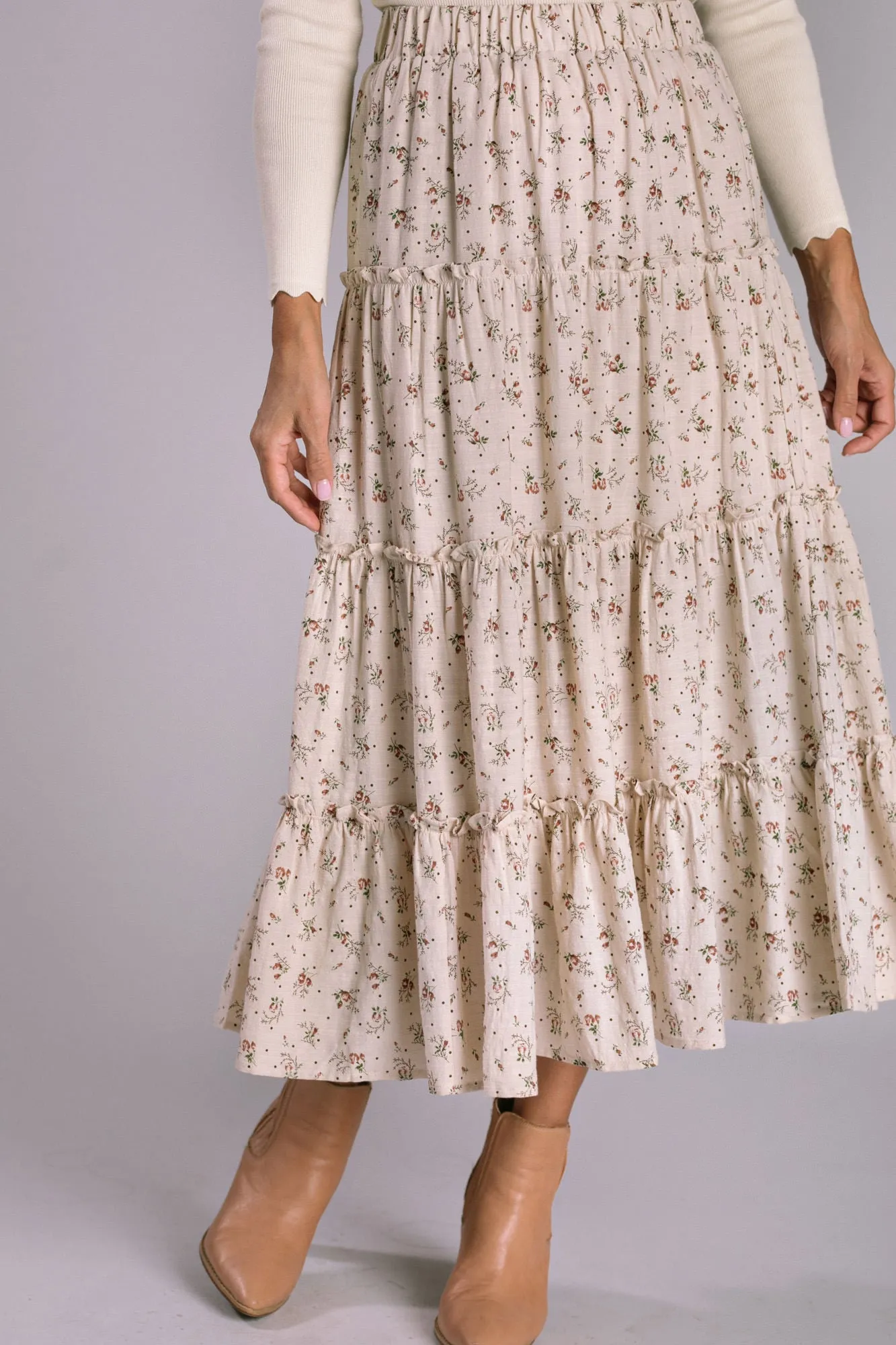 Meryl Floral Tiered Skirt sold by Morning Lavender