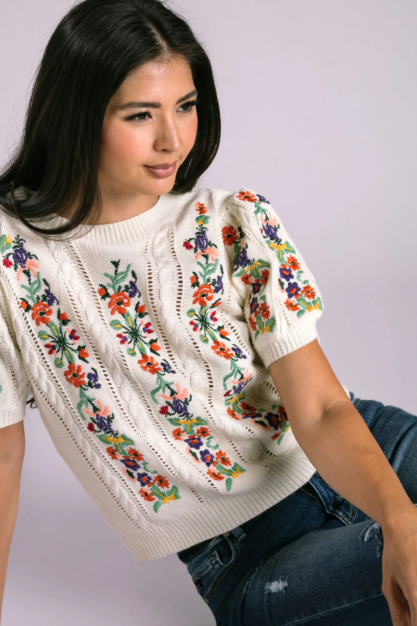 Lucille Embroidered Knit Top sold by Morning Lavender product image thumbnail 5