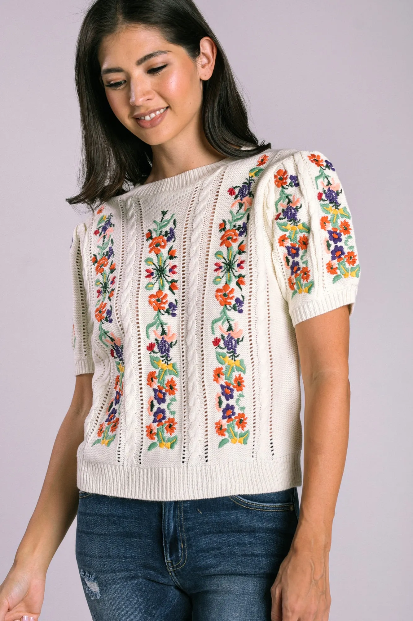 Lucille Embroidered Knit Top sold by Morning Lavender