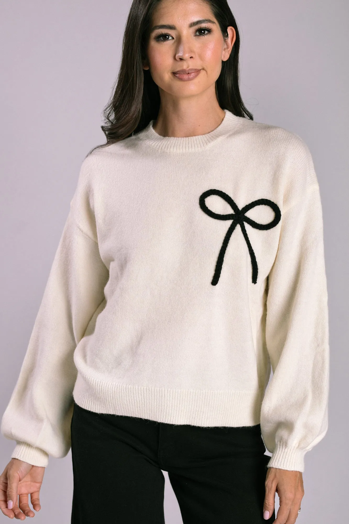 Leanne Bow Embroidered Sweater sold by Morning Lavender