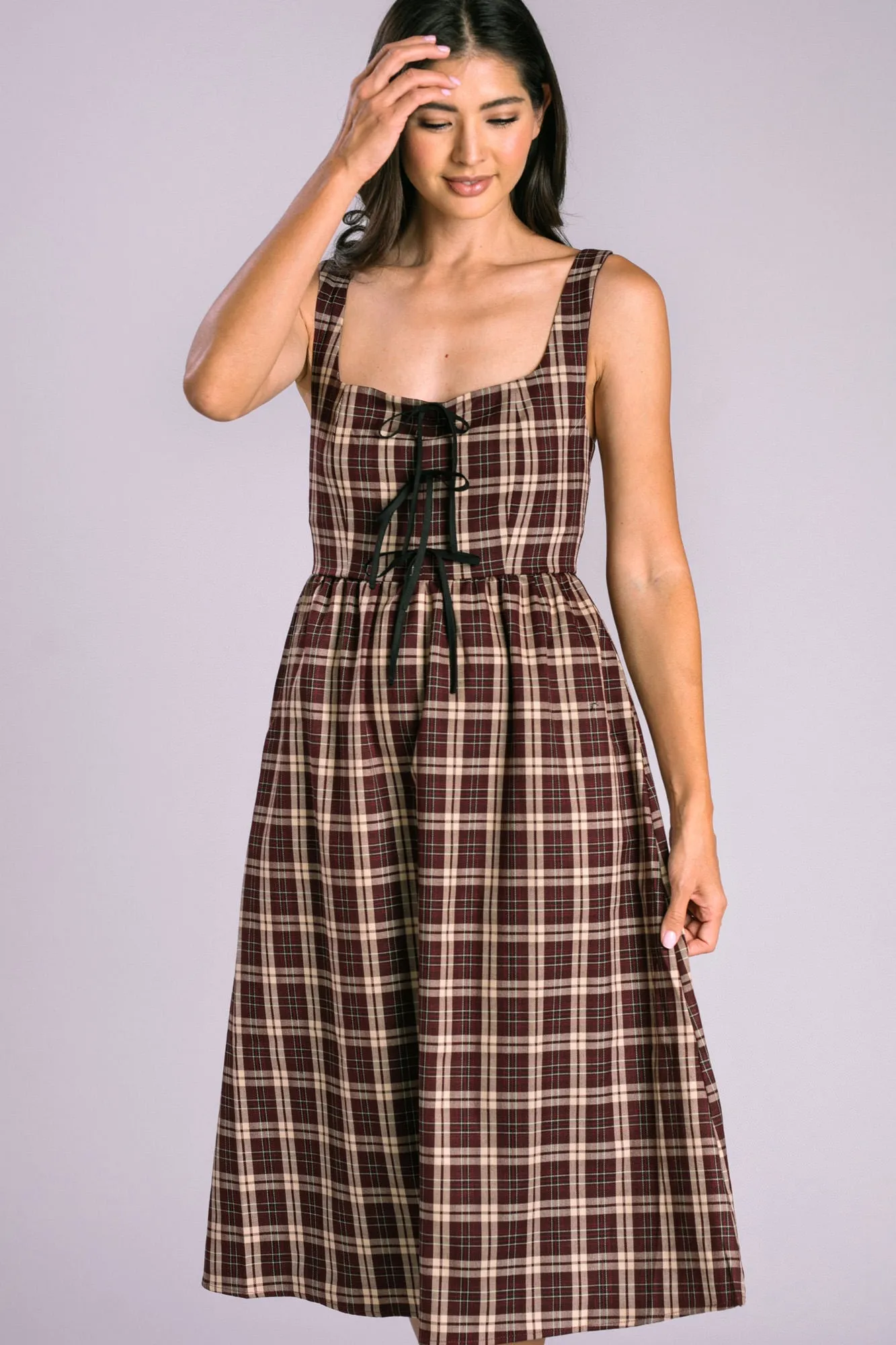 Holly Plaid Bow Dress sold by Morning Lavender product image thumbnail 4