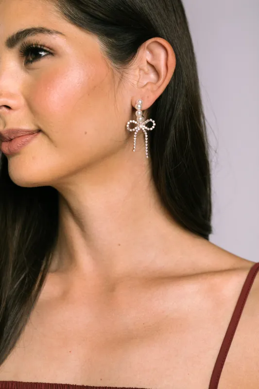 Fatima Pearl Hoop with Bow Earrings sold by Morning Lavender