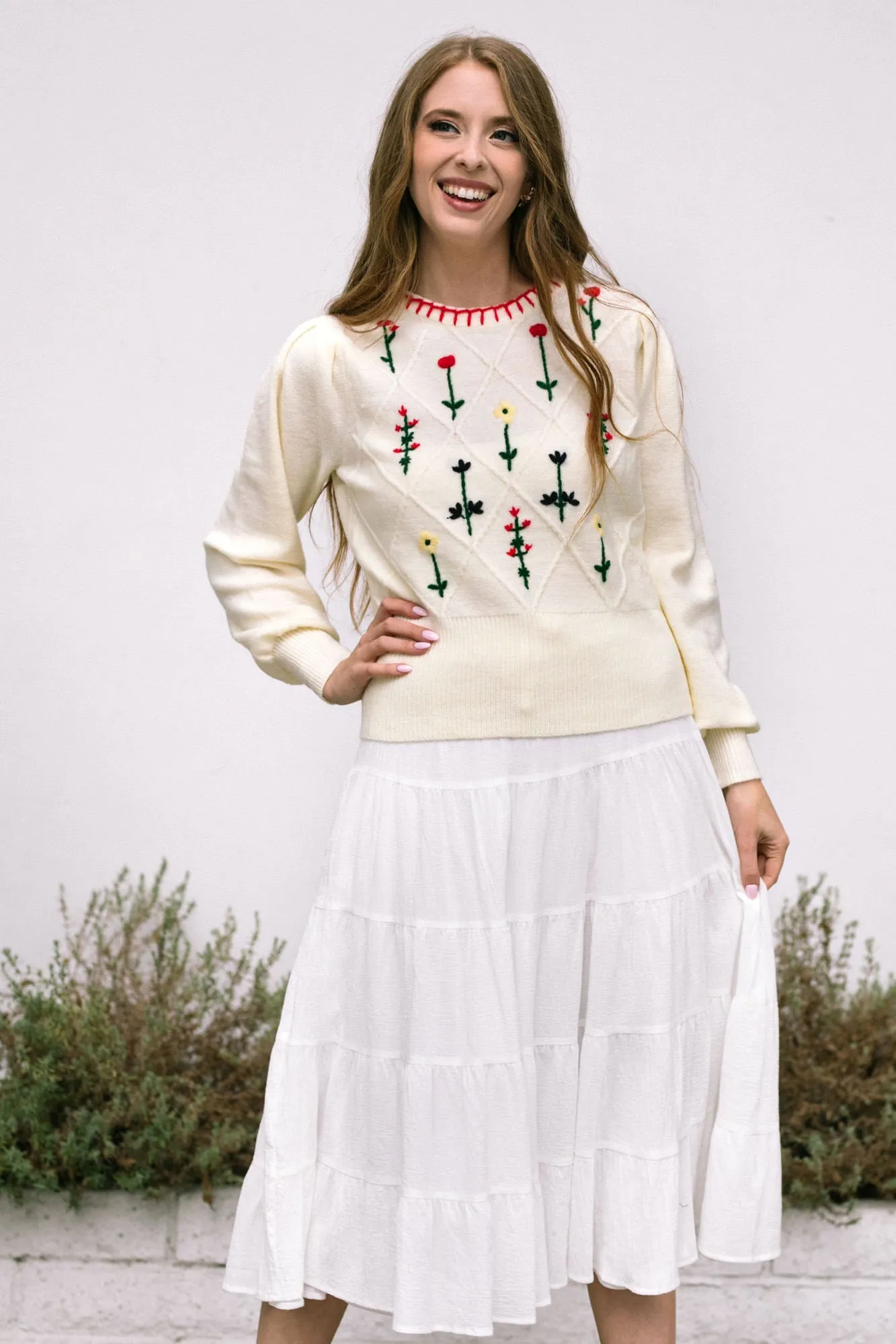Magnolia Floral Embroidered Sweater sold by Morning Lavender product image thumbnail 2