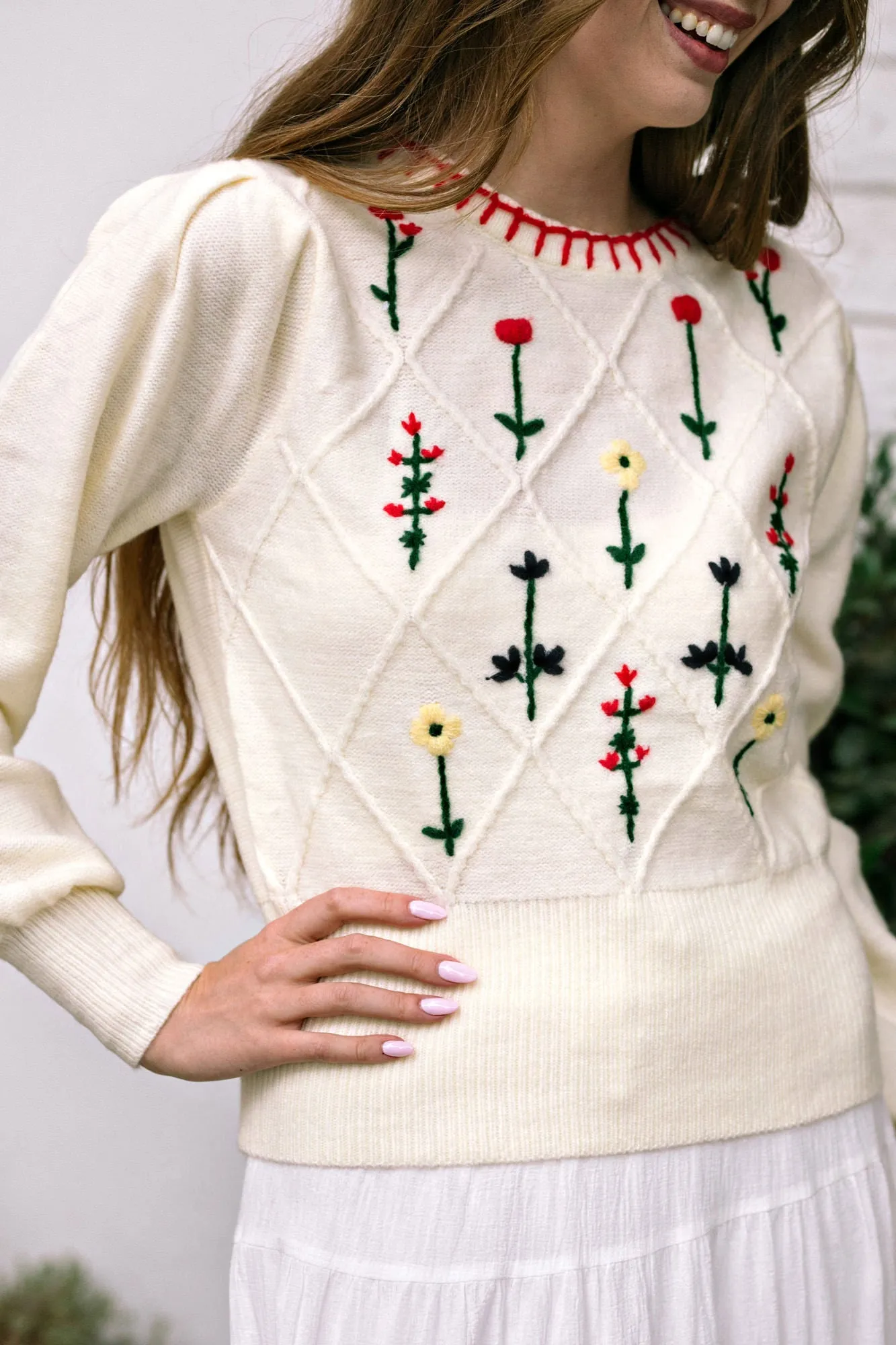 Magnolia Floral Embroidered Sweater sold by Morning Lavender product image thumbnail 3