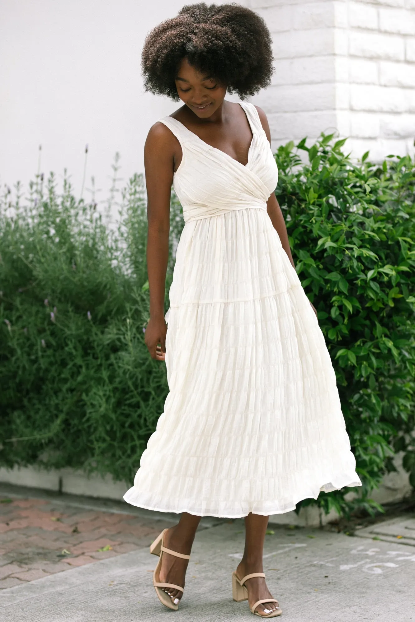 Andrea Textured Midi Dress sold by Morning Lavender