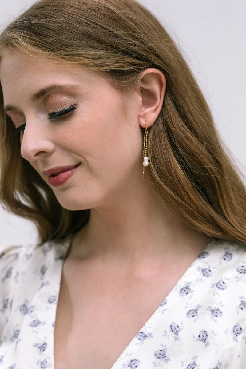 Emilia Pearl Thread Earrings sold by Morning Lavender