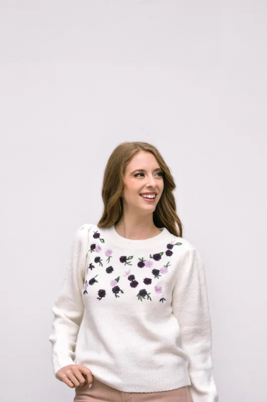 Brinley Floral Embroidered Sweater sold by Morning Lavender