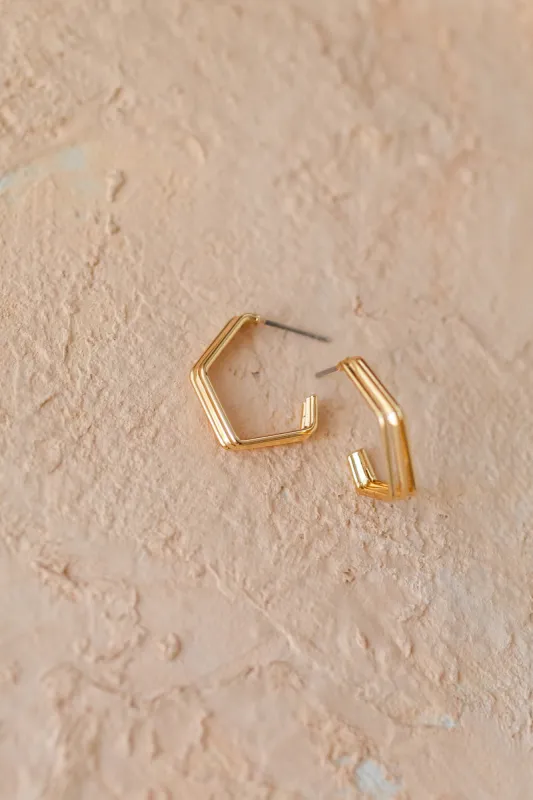 Pauline Hexagon Huggie Earrings sold by Morning Lavender