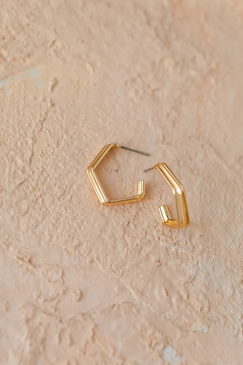 Pauline Hexagon Huggie Earrings sold by Morning Lavender