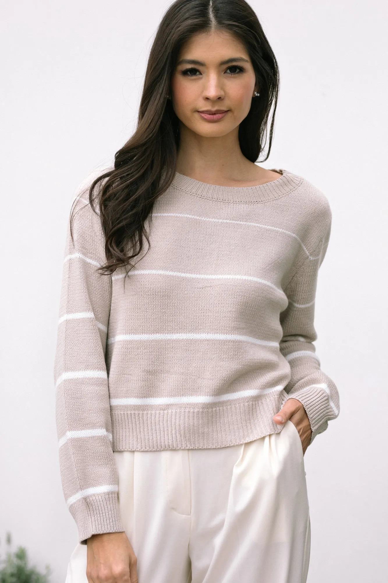Loraine Striped Crewneck Sweater sold by Morning Lavender