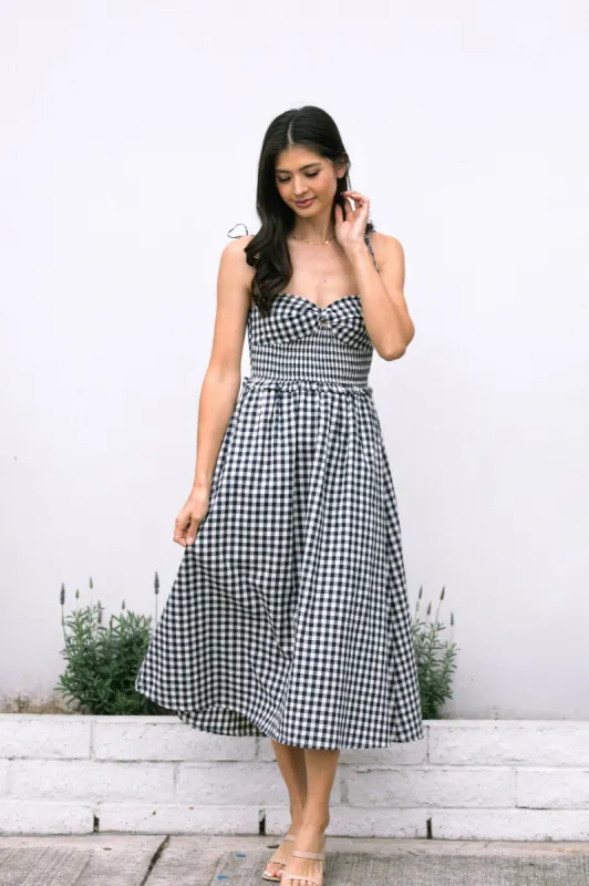 ワンピース RONRON STRING RIBBON DRESS GINGHAM BLUE RR24BOP3228BL M82268s.jpg