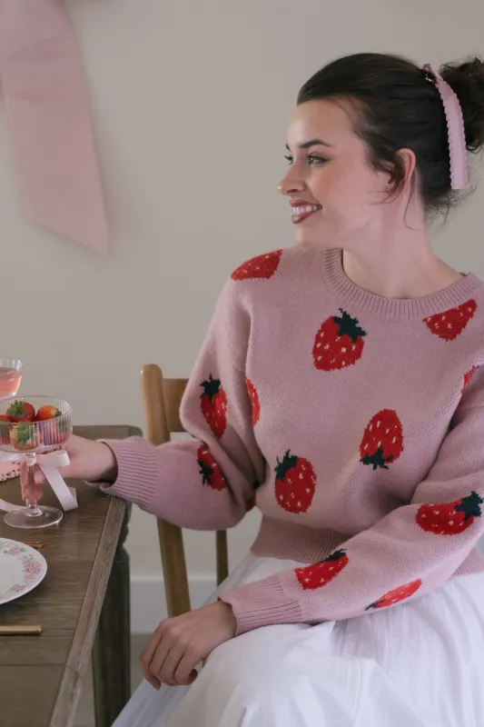Jackie Strawberry Cropped Sweater sold by Morning Lavender